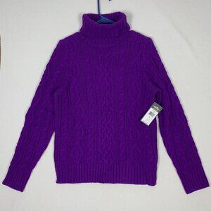 LRL Lauren Jeans Co Ralph Lauren Purple Women's Cable Knit Turtleneck Sweater XL